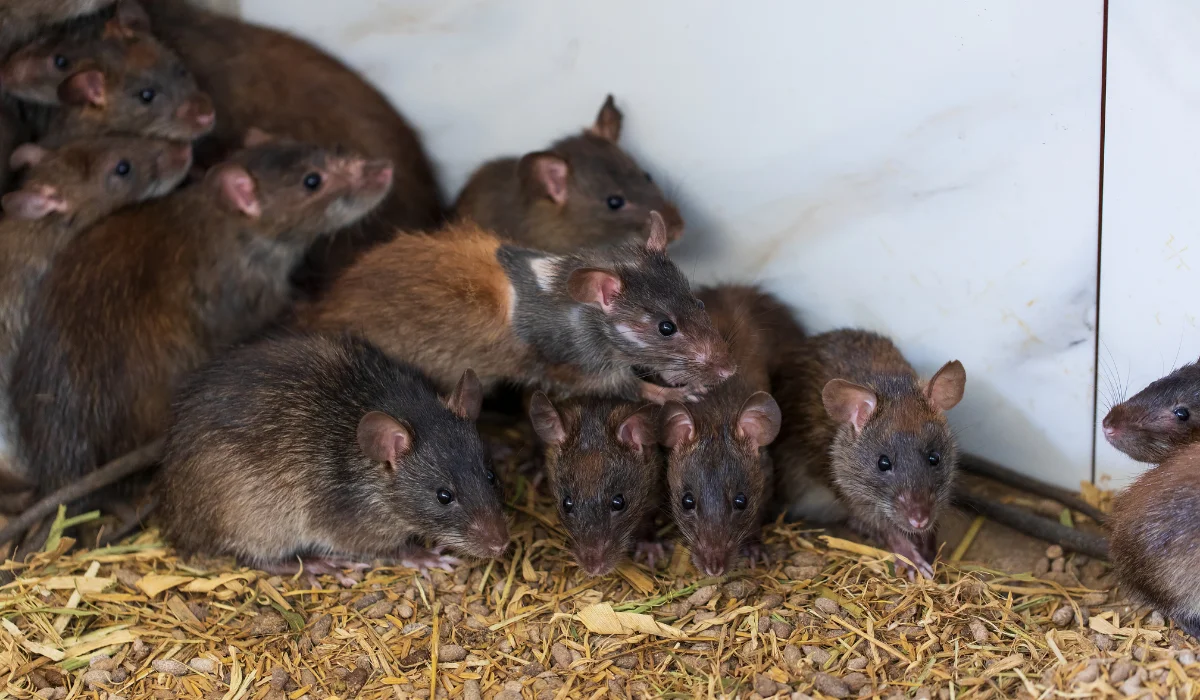 Selective focus view of brown rats